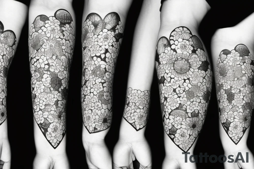 Flowers with hearts tattoo idea