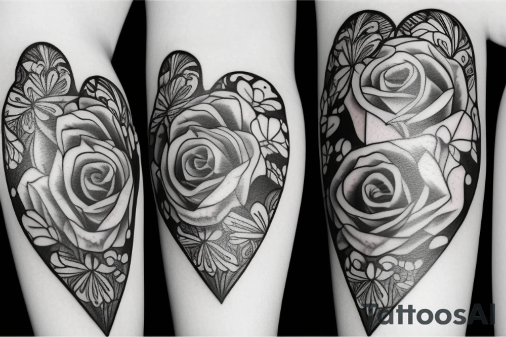 Flowers with hearts tattoo idea
