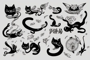 Flying cat tattoo idea