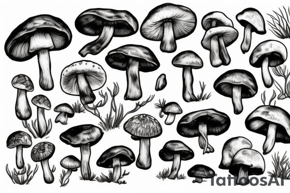 Mushrooms tattoo idea