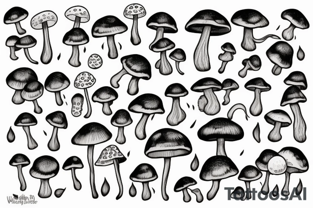 Mushrooms tattoo idea