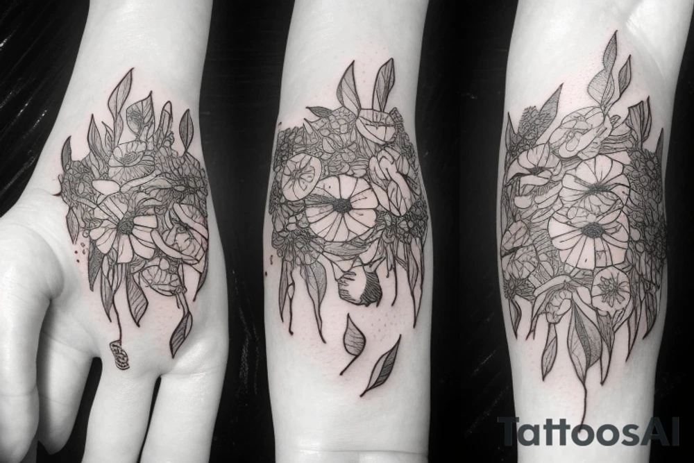 Bee on the poppyseeds flower tattoo idea