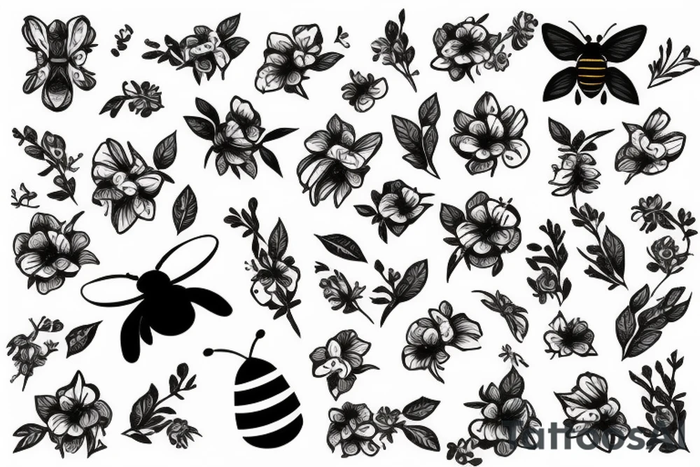 Bee on the flower tattoo idea