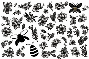 Bee on the flower tattoo idea