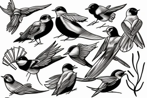 a swallow sits in a shell tattoo idea