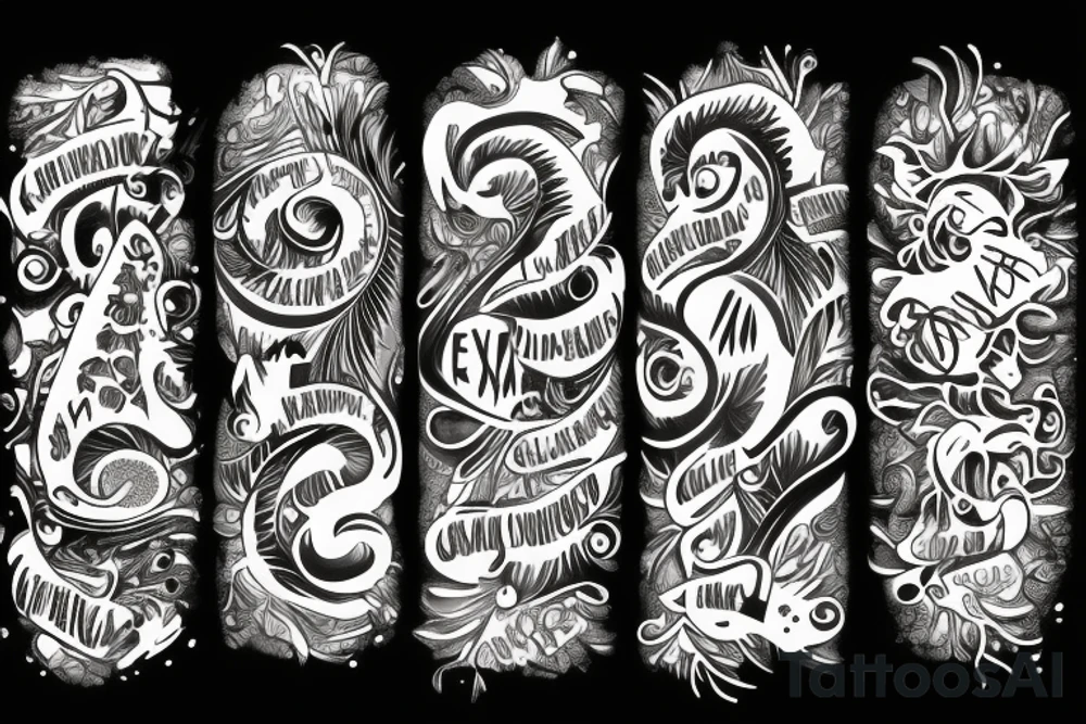 Nature with the names Etiam and Mateo on it tattoo idea
