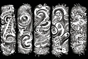 Nature with the names Etiam and Mateo on it tattoo idea