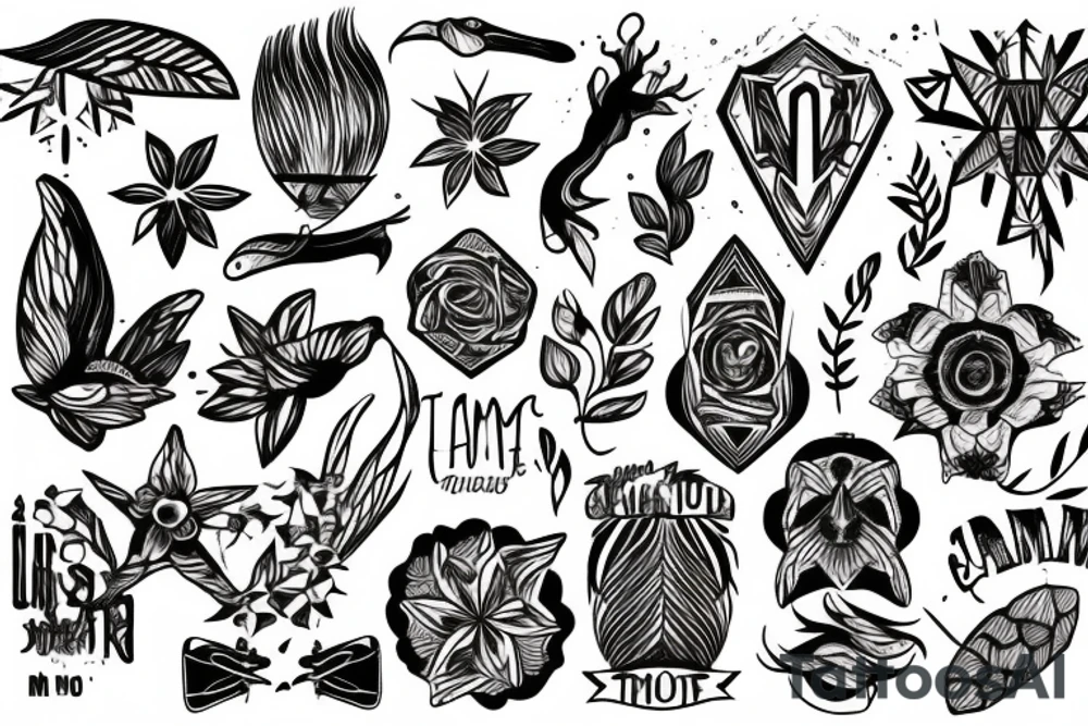 Nature with the names Etiam and Mateo on it tattoo idea