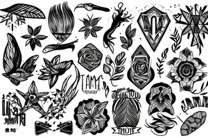 Nature with the names Etiam and Mateo on it tattoo idea