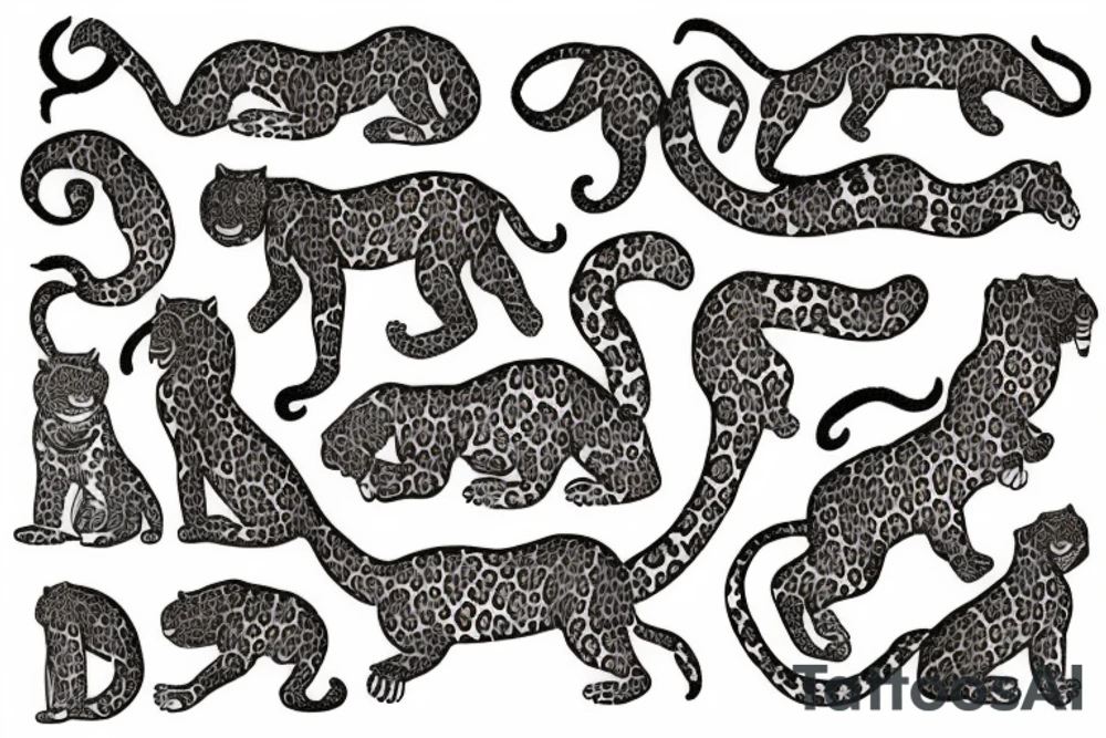 a leaping leopard growls tattoo idea