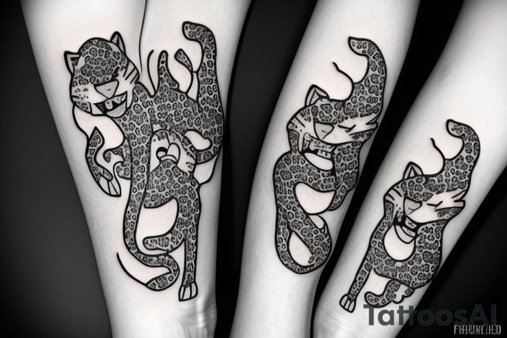 a leaping leopard growls tattoo idea