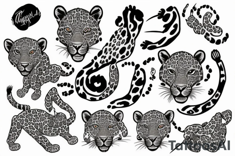a leaping leopard growls tattoo idea