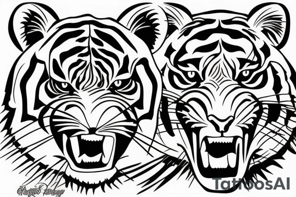 angry tiger jumps down tattoo idea