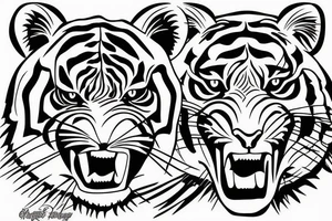 angry tiger jumps down tattoo idea