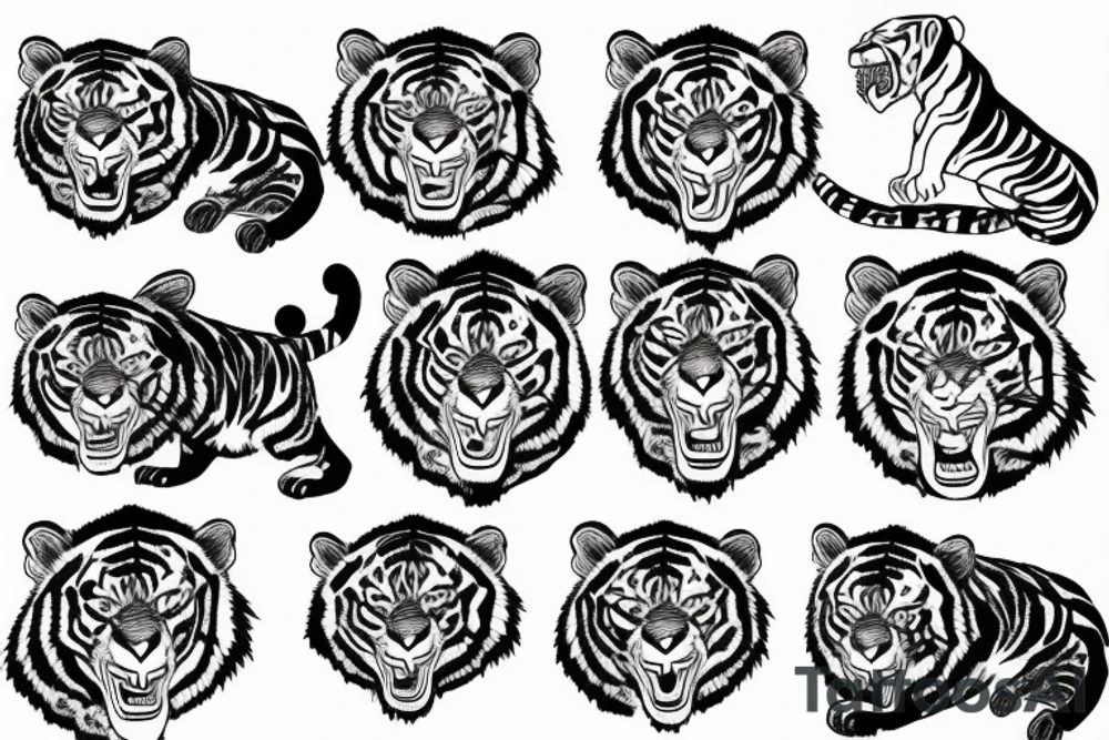 angry tiger jumps down tattoo idea