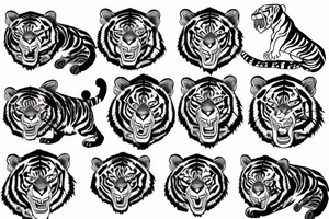 angry tiger jumps down tattoo idea
