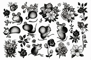 a mouse sits in a flower tattoo idea