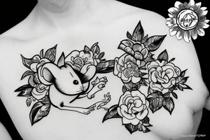 a mouse in a flower tattoo idea