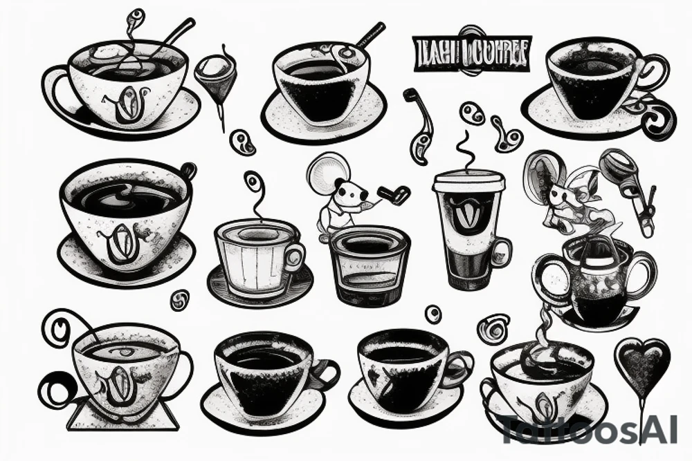 the mouse drinks coffee tattoo idea
