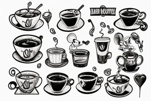 the mouse drinks coffee tattoo idea