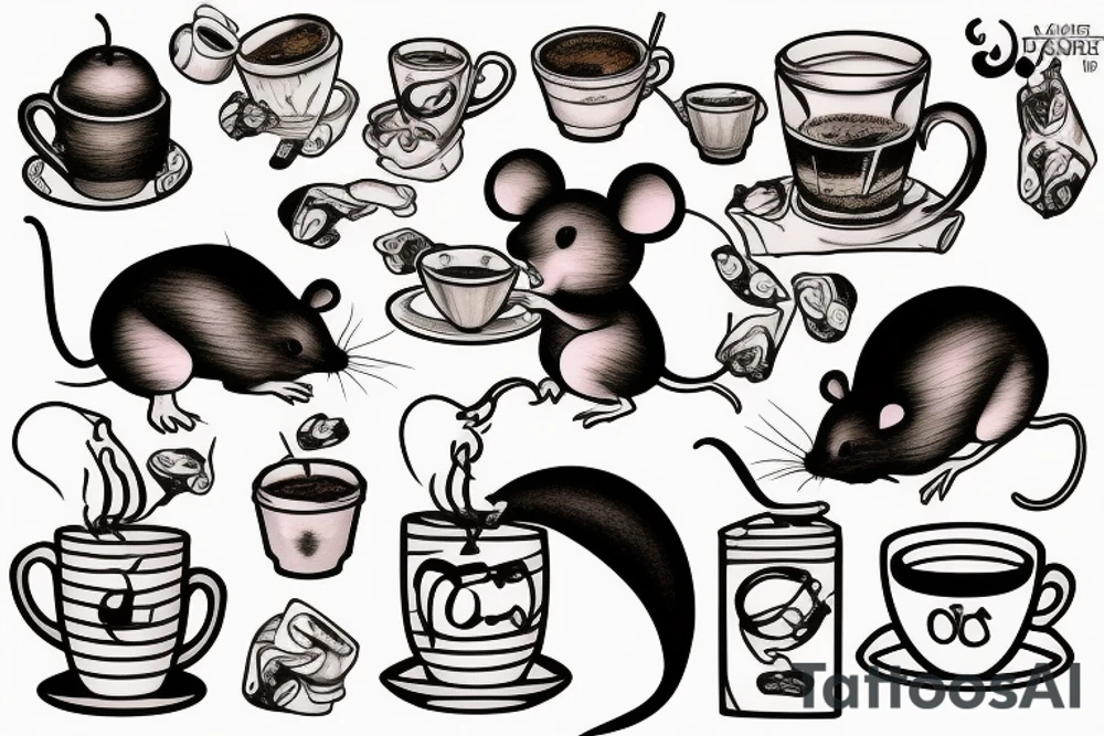 the mouse drinks coffee tattoo idea