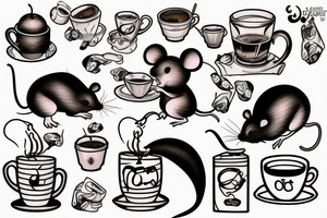 the mouse drinks coffee tattoo idea