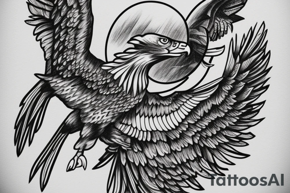 eagle flying on a mountain forest tattoo idea