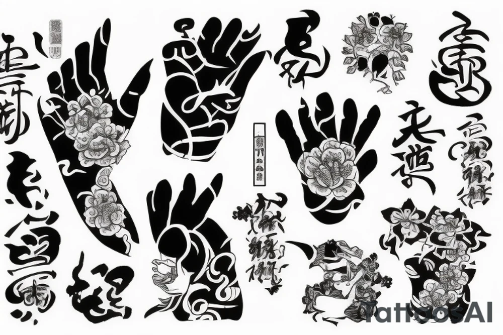 right hand in japanese style tattoo idea