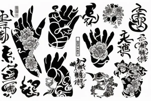 right hand in japanese style tattoo idea