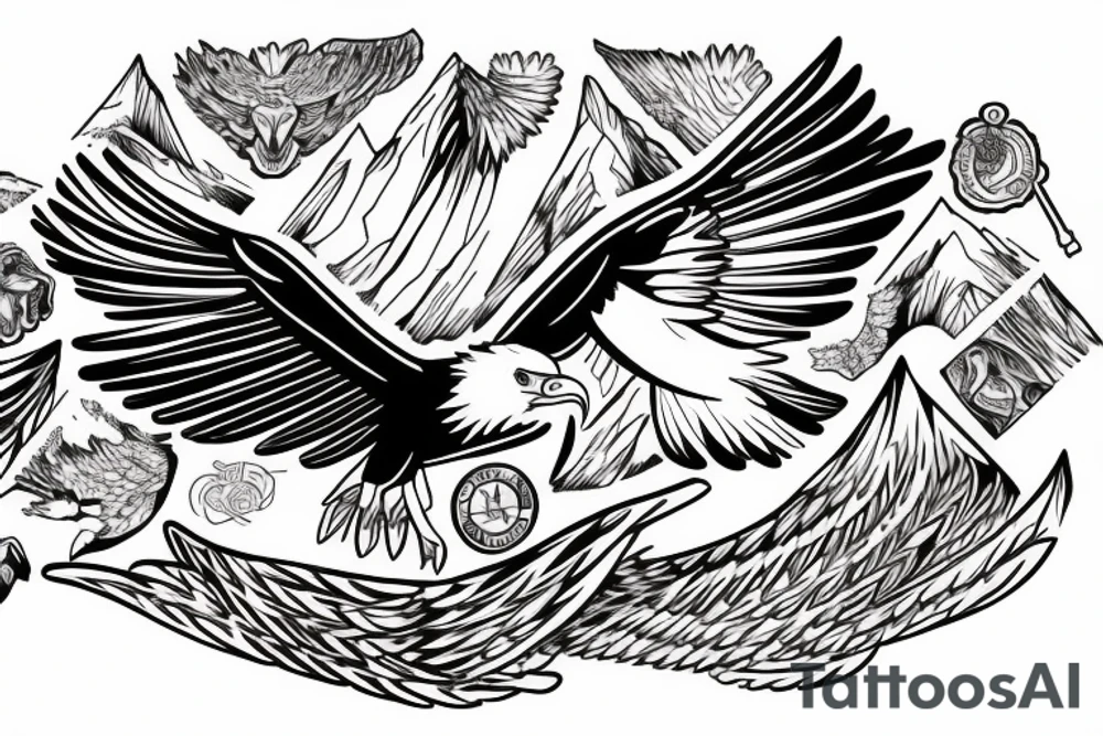 eagle flying over the mountains tattoo idea