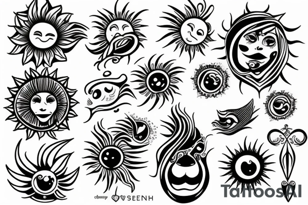 Boho sun smiling tattoo idea