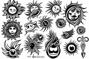 Boho sun smiling tattoo idea