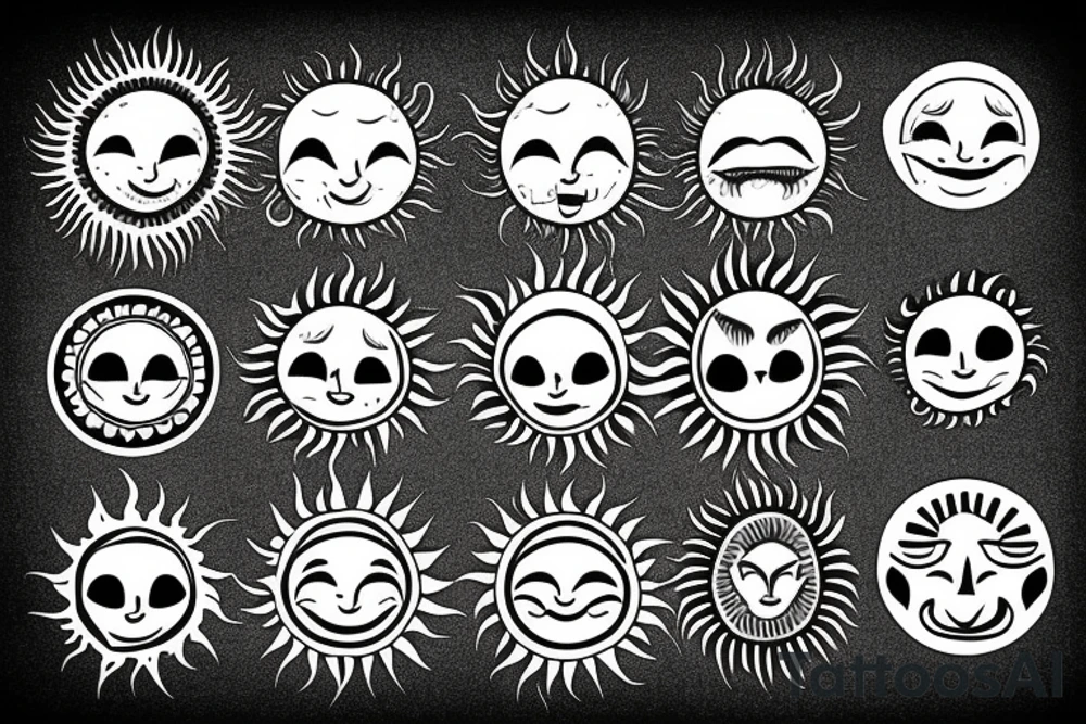 Boho sun smiling tattoo idea