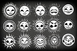 Boho sun smiling tattoo idea