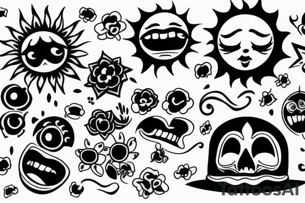 sun smiling tattoo idea