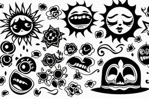 sun smiling tattoo idea