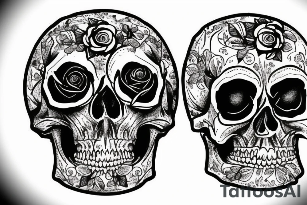 human skull with flowers in eyes tattoo idea