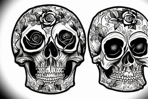 human skull with flowers in eyes tattoo idea