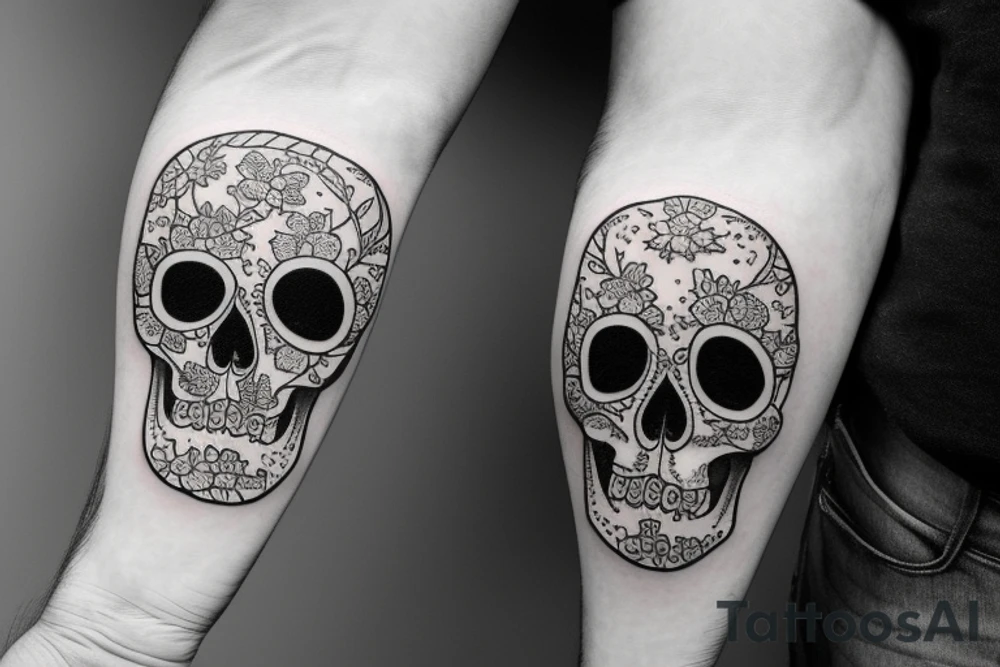 human skull with flowers in eyes tattoo idea
