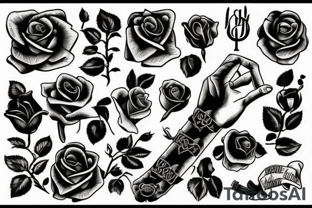 Hand with rose tattoo idea