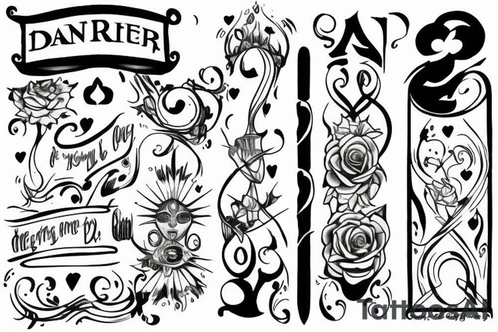 Sentence with “Lumière, darling” on the top and the date “may, 9th” on the bottom. tattoo idea