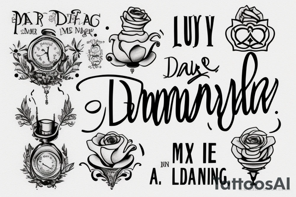 Sentence with “Lumière, darling” on the top and the date “may, 9th” on the bottom. tattoo idea