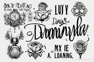 Sentence with “Lumière, darling” on the top and the date “may, 9th” on the bottom. tattoo idea