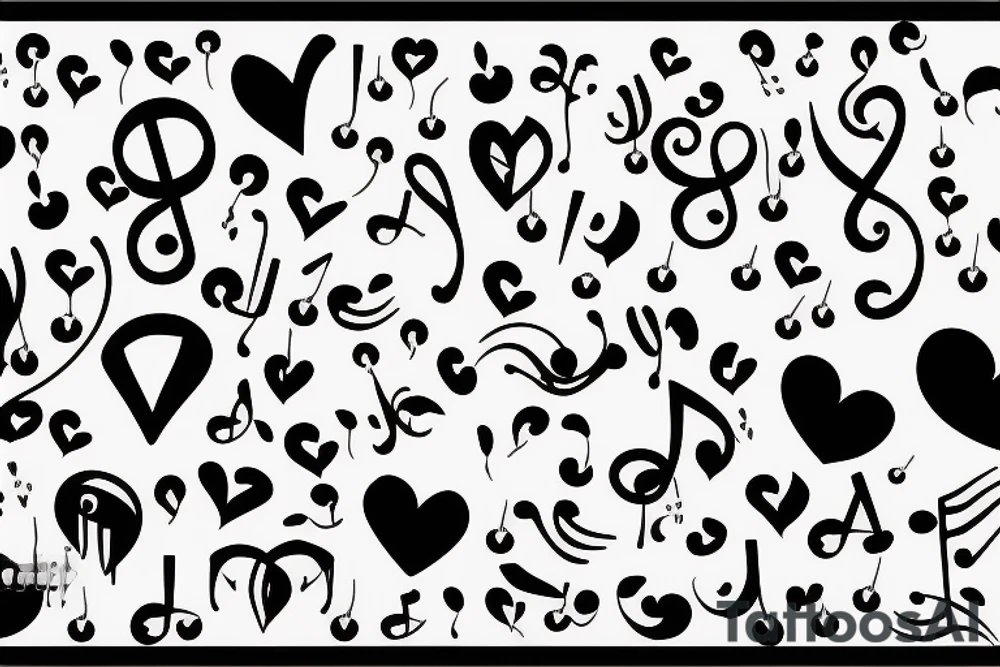 Musical notes simple with a heart tattoo idea Musical notes simple with a heart tattoo idea