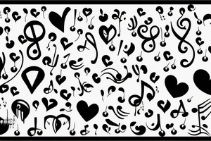 Musical notes simple with a heart tattoo idea