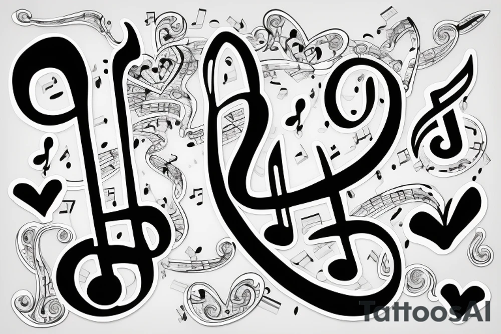 Musical notes simple with a heart tattoo idea Musical notes simple with a heart tattoo idea