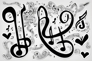 Musical notes simple with a heart tattoo idea
