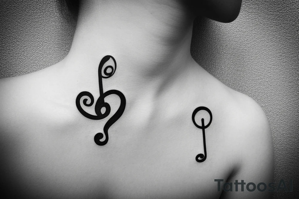 Musical notes simple with a heart tattoo idea