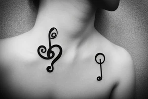 Musical notes simple with a heart tattoo idea