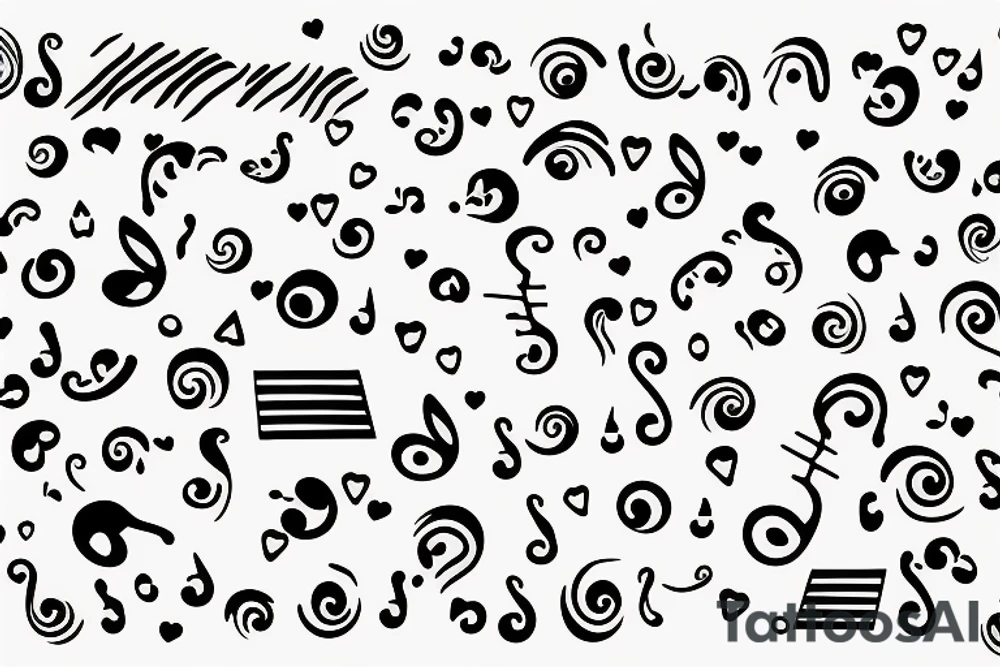 Musical notes simple with a heart tattoo idea